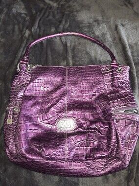 GIA MILANI Purple Faux Crocodile Tote-Bag-Purse Shoulder Bag